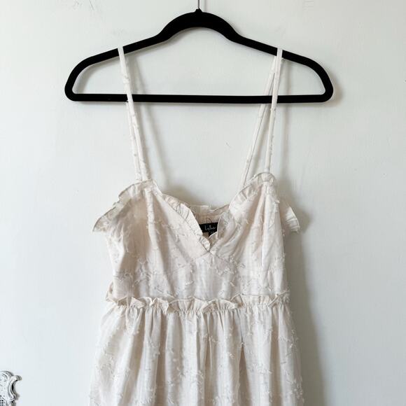 New Lulu’s Cream Charm and Charisma Floral Burnout Tiered Midi Dress XS - Picture 6 of 11